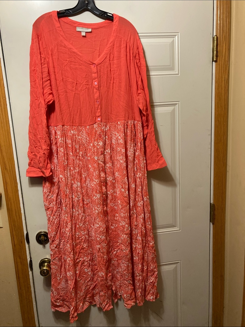 Woman Within Coral Button-Front Maxi‎ Dress 22W NWOT